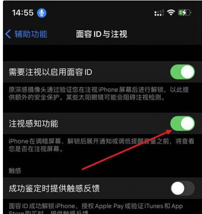 湖南苹果14维修网点分享iPhone14注视感知功能有什么用 