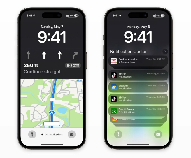 湖南苹果维修服务分享iOS17锁屏地图导航半屏显示长什么样 